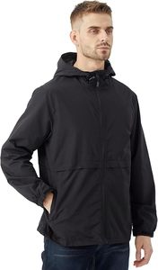 Men's Lightweight Jacket Windbreaker <b>Packable</b> Hooded <b>Raincoat</b> for Hiking Outdoor with Zippered Pocket - Product Image 3