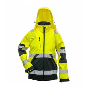 Veste et pantalon de travail en polyester haute visibilité, résistants, avec bandes réfléchissantes, imperméables, pour agents de sécurité, en gros - Product Image 1