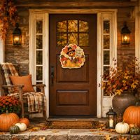 Plaque de porte en bois fabriquée en usine pour Thanksgiving, décoration de la récolte d'automne, plaque suspendue en forme de dinde, décoration personnalisée pour la maison pour les fêtes