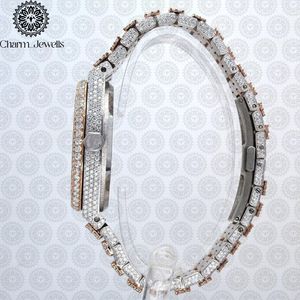 Montre de luxe pour homme Charm_Jewells en acier inoxydable, cadran 40 mm, accent diamant or rose, mouvement mécanique analogique, fermoir papillon - Product Image 4