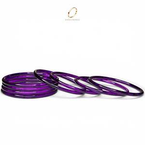 Juego de Brazaletes de Cristal Transparente al por Mayor, Corte Esmeralda Morado, Estilo Kashmiri, para Uso Diario, Bodas y Fiestas, Joyería India - Product Image 1