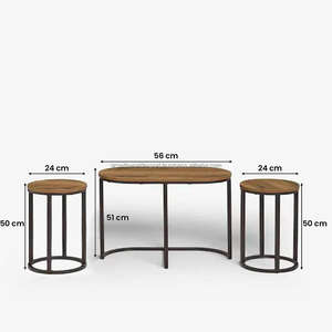 Juego de Mesas Auxiliares Modernas de Madera Maciza |   Mesas Auxiliares Redondas Estilo Shaker |   Mesa Auxiliar Minimalista para Sala de Estar - Product Image 6