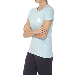 Camiseta de Manga Corta con Cuello Redondo Azul Claro para Mujer, Logotipo, Corte Regular, Informal, 100% Algodón Orgánico, Transpirable, Ecológica, Verano - Product Image 2