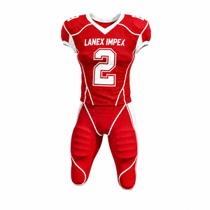 Uniforme de Fútbol Americano Personalizado de Alta Calidad para Hombre, Jersey Rojo y Blanco Sublimado, Ropa de Práctica Transpirable de Poliéster, Talla Adulto - Product Image 1