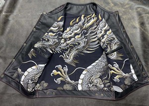 Sleeveless Leather Biker Jacket with Chest Pockets - Product Image 5