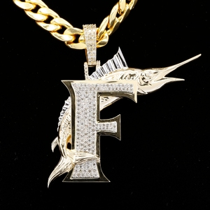 Pendentif Lettre F Personnalisé Poisson Marlin Givré Moissanite Argent Sterling 925 Collier Hip Hop Breloque Cadeau Homme Femme Pureté VVS IGI - Product Image 6