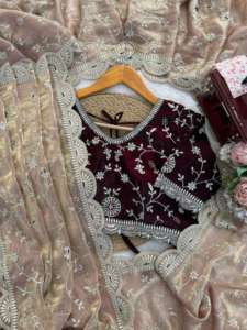 Sari en soie Fendy au design exclusif et élégant avec chemisier raffiné, dernière collection indienne, tenue de soirée ethnique et modeste pour femme - Product Image 3