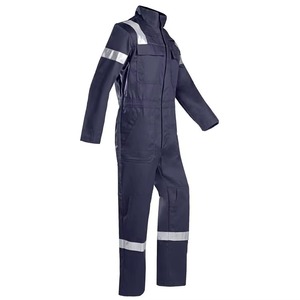 ชุดคลุมทำงานก่อสร้างสะท้อนแสงกันไฟสำหรับชายหญิง ระดับการป้องกัน D สีน้ำเงิน มีกระเป๋า ขายส่ง - Product Image 5