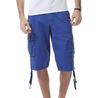 Shorts cargo respirants pour hommes grandes tailles, couleur unie, longueur Bermuda, style décontracté, poches, braguette zippée, taille mi-haute, tissu tissé 100%