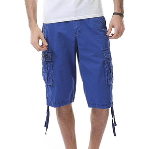 Shorts cargo respirants pour hommes grandes tailles, couleur unie, longueur Bermuda, style décontracté, poches, braguette zippée, taille mi-haute, tissu tissé 100% - Product Image 3