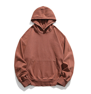 Sweat-shirt à capuche zippé surdimensionné pour homme, gris uni, en molleton bouclette, décontracté, pour l'automne, 320 g/m², coupe classique, en coton tricoté - Product Image 5