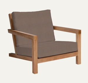 Fauteuil de jardin en teck avec coussin épais résistant aux intempéries, chaise longue de patio moderne et minimaliste - Product Image 3
