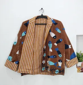Veste bohème vintage marron Suzani en velours avec broderie florale chic pour femme - Product Image 5