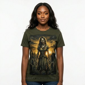 Custom Printed Women T Shirt Forest <b>Spirit</b> Nature Goddess Graphic Tee Moss Green Cotton T-shirt Bulk Wholesale Clothing Factory - Product Image 6