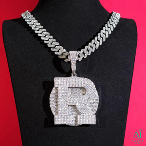 Pendentif lettre de luxe en strass taille princesse argenté, pièce de bijouterie pour collier, cadeau personnalisé - Product Image 4