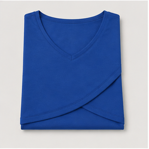 Camiseta de Mujer Azul Rey con Cuello en V y Manga Corta, Corte Holgado, WTS-0118 - Product Image 4