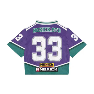 Custom Printed Summer Short Oversized Mesh Jersey Unisex Retro Boxy Cropped Top Blank Football Fashion <b>Tshirt</b> American Football - Product Image 2