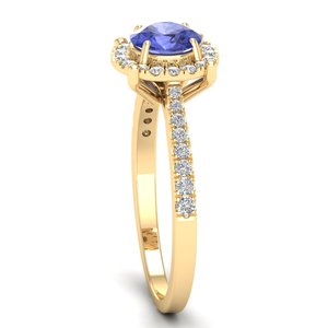 แหวนเพชรทรงรัศมี REYES ดีไซน์ล่าสุด ทองคำแท้ 14K ได้รับการรับรองจาก IGI สำหรับผู้หญิง ประดับด้วยพลอยแทนซาไนต์สุดหรู เครื่องประดับคุณภาพสูง - Product Image 3