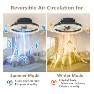 Ventilador de Techo LED Moderno de 16 Pulgadas con Luz, Anillo Acrílico Inspirado en Cristal, Control Remoto, Regulable, Elegante, Negro - Product Image 6