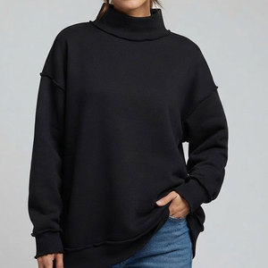 Sudadera Oversize de Cuello Alto para Mujer al por Mayor, con Hombros Caídos, Manga Larga, Estampado de Letras, de Forro Polar, para Otoño - Product Image 5