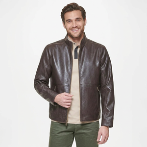 Zip-Front Faux Leather Shacket for Everyday Wear Leather <b>Jacket</b> with Clean <b>Lines</b> Edgy Studded Leather Biker <b>Jacket</b> for <b>Men</b> - Product Image 6