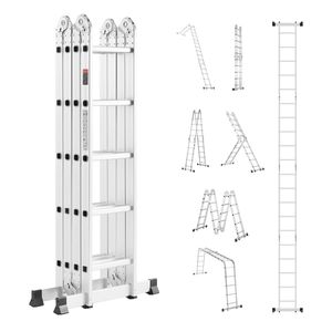 Scala Telescopica Multiuso Pieghevole da 2,35 m (7 1/2 piedi) con 5 Gradini, Resistente, Altezza di Portata 5,8 m (19 piedi) per Uso Domestico - Product Image 1