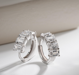 ต่างหูเพชรแล็บทรงมรกตวินเทจสำหรับผู้หญิง พรีเมียม เงินแท้ 925 รับรองโดย IGI เหมาะสำหรับงานแต่งงาน งานหมั้น และของขวัญวันครบรอบ - Product Image 2