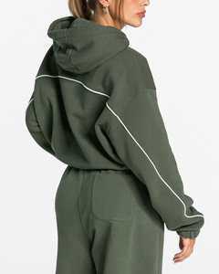 Ensemble de survêtement en molleton oversize pour femmes, sweat-shirt à capuche uni décontracté et pantalon de jogging, ensemble deux pièces - Product Image 4