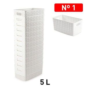 Cesta in Rattan N.1 5L 28x15CM Cestini Portaoggetti in Plastica Bianca - Product Image 3