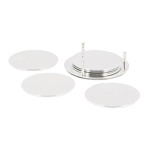 Bulk Custom Stainless Steel <b>Coasters</b> Set With Holder Luxury <b>Silver</b> Metal Drink <b>Coasters</b> For Hotel Restaurant Round Table Mat - Product Image 1
