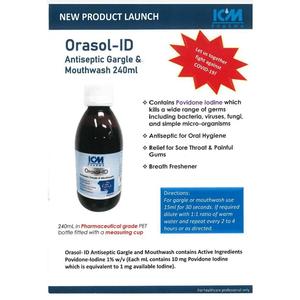 ไอซีเอ็ม โอราโซล-ไอดีน้ำยาบ้วนปากและน้ำยาบ้วนปาก (มีส่วนผสมของโพวิโดน ไอโอดีน) 240 มล. x 4 ขวด - Product Image 2