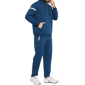 Men's Navy Blue <b>White</b> Solid Winter Casual Hooded Fleece Full Sleeve Elastic Waist Breathable Quick Dry Eco-Friendly <b>Joggers</b> Side - Product Image 4