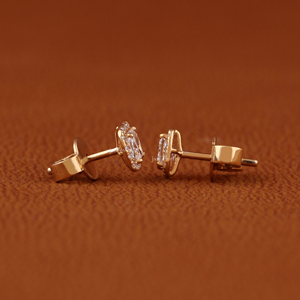 Luxurious Cushion Cut Lab Grown Diamond 14K Yellow Gold Diamond Round Cut Halo Custom Design <b>Back</b> Screw <b>Earrings</b> For Women - Product Image 4