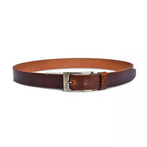 Ceinture en cuir pleine fleur de qualité supérieure, fabriquée à la main, pour homme, ceinture décontractée à la mode avec boucle en métal argenté antique solide, ceinture habillée - Product Image 4