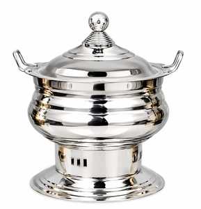 Stainless Steel Silver-Plated Chafing Dish Lid <b>Buffet</b> Food <b>Warmer</b> Catering Casserole 33cm Diameter Dishwasher Safe for Wedding - Product Image 1