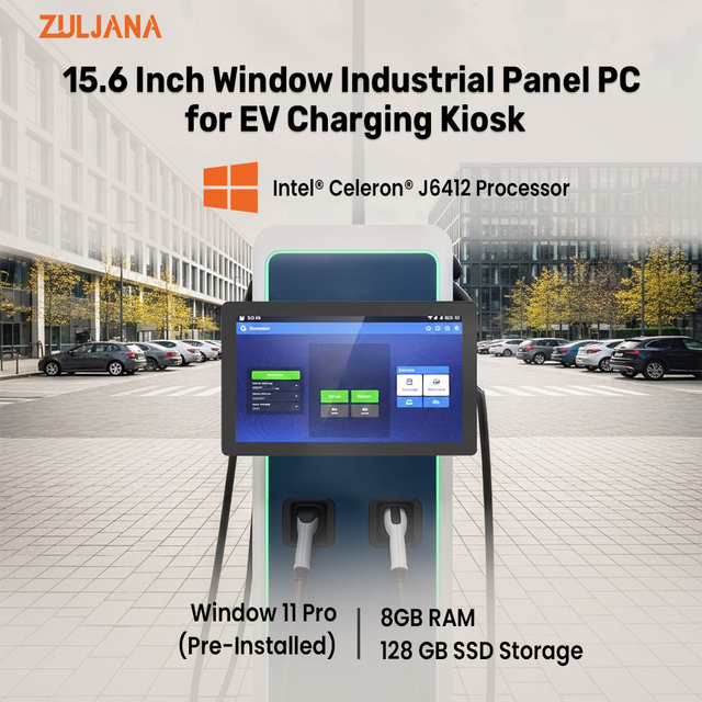 PCAP Touch Screen AIO 15.6" Window 11 Industrial Panel PC Widescreen 1920x1080 RAM 8GB SSD 128GB Fanless IP65 Front Monitor