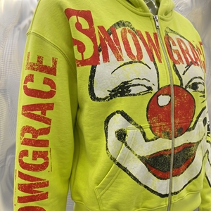 Sudadera con capucha y cremallera Snowgrace para hombre, con estampado de diamantes de imitación en toda la prenda, logo frontal de dibujos animados, ajuste oversize, estilo urbano, para otoño, 80% algodón - Product Image 6
