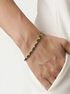 Bracelet tennis classique en acier inoxydable plaqué or 18 carats, coupe émeraude, style géométrique tendance, cadeau pour femme, JURA JEWELS, tierce marque - Product Image 5