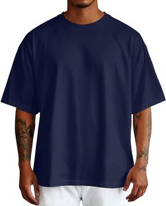 เสื้อยืดผู้ชายไซส์ใหญ่ ไซส์ยุโรป สกรีนโลโก้ได้ ขายส่ง คุณภาพสูง ผ้าถัก 200 กรัม สไตล์ลำลอง สีพื้น คอกลม - Product Image 1