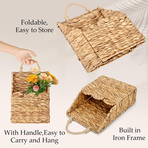 Cesta Colgante de Jacinto de Agua, Cesta de Flores Tejida para Montar en la Pared y Organizador, Soporte Decorativo para Plantas Hecho a Mano en Vietnam - Product Image 3