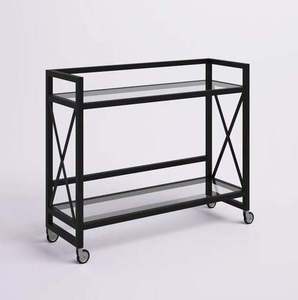 Wooden Top And Base <b>Trolley</b> bar Cart for Home Catering Hotel Restaurant Kitchen Food <b>Serving</b> <b>Trolley</b> Wine & Glasses Holder - Product Image 2