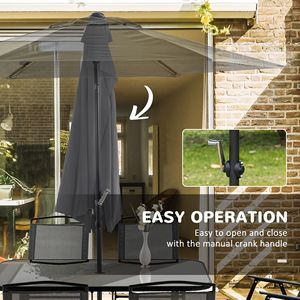 Per Outsunny 8-Piece Patio esterno nero da pranzo Set rettangolare tavolo con ombrellone e 6 sedie pieghevoli Set mobili da giardino - Product Image 2