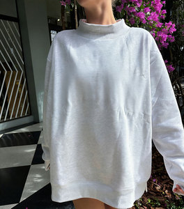 เสื้อสเวตเชิ้ตคอเต่าผู้หญิงทรงโอเวอร์ไซส์ ผ้าฝ้ายโพลีเอสเตอร์คุณภาพสูง OEM ปักลาย ผ้าเฟรนช์เทอร์รี่ แบบกลับด้านได้ ป้องกันการยับ - Product Image 1