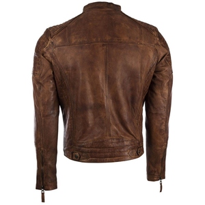 Premium Quality Good Quality Long Zipper Top Design Genuine Cowhide Leather Vintage Stripe Style <b>With</b> Customized Bikers <b>Jacket</b> - Product Image 3