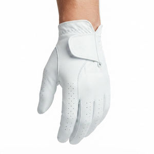 Genuine Leather Golf <b>Glove</b> Left Hand Breathable Hook And Loop Closure Unisex <b>Sports</b> <b>Glove</b> White Wholesale Manufacturer - Product Image 1