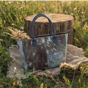 Sac fourre-tout moderne en cuir véritable à poils, sac à bandoulière de créateur pour femme, sac à main haut de gamme d'été à fermeture ouverte - Product Image 4