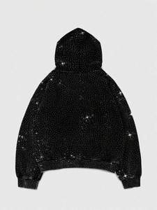 Sudaderas con Capucha de Felpa de Algodón con Pedrería Negra en Toda la Superficie para Hombre, Estilo Urbano Minimalista, Fabricación Personalizada al por Mayor - Product Image 2