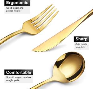 Ensemble de couverts en acier inoxydable finition miroir premium, cuillère, fourchette et couteau, pour la cuisine, au meilleur prix - Product Image 2