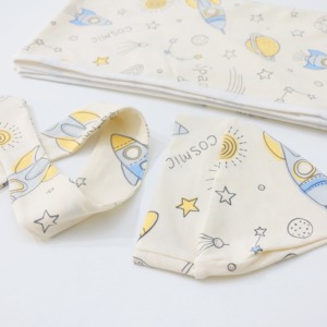 Ensemble de couverture portable en coton imprimé espace cosmique avec bonnet et couverture d'emmaillotage pour bébé - Product Image 2