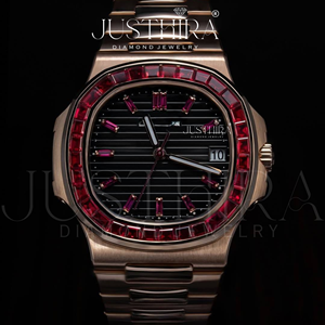 Hot Sale Full Iced <b>Red</b> Baguatte Diamond Watch Stainless Steel Luxury Waterproof Watch Available At Export Quality And Price - Product Image 2